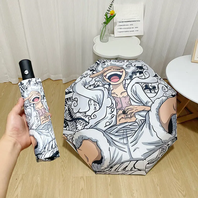 One Piece Luffy Nika Fold Umbrella Anime Automatic Opening Closing New Automatic Three Fold Umbrella Uv Sunscreen Umbrella