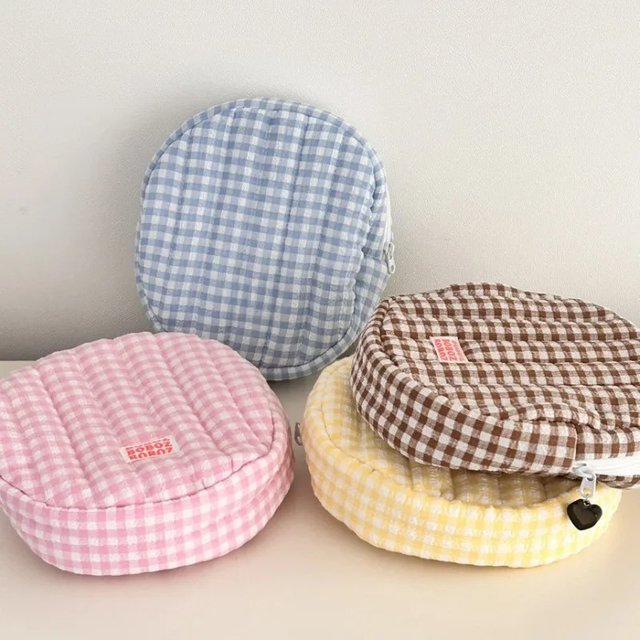1 Piece Sweet Korean Fashion Makeup Bag Creative Design Round Style Rotundity Large Capacity Portable Girl Stuff Storage Bag
