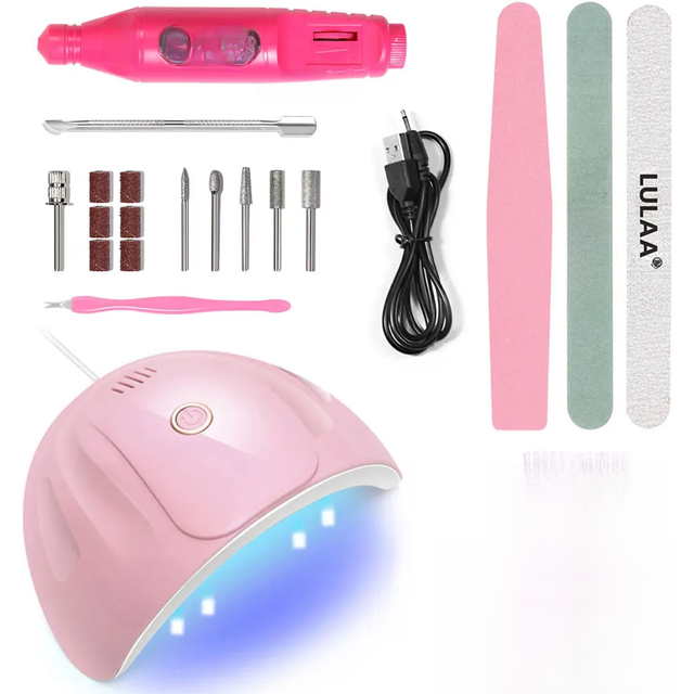 LULAA Manicure Set with Mini803 Nail Lamp Kit Nail Care Accessories Set 20000RPM Nail Drill Machine for Remove Dead Skin