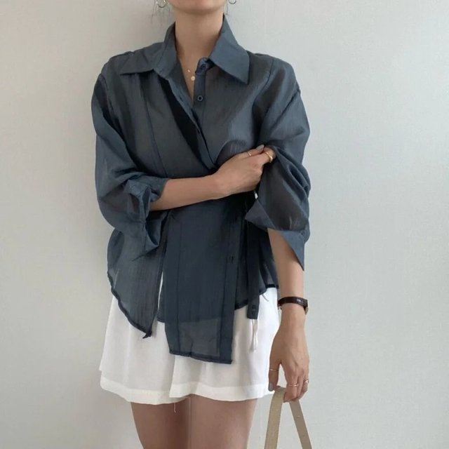 Long Sleeve Women Blouse Fashion Sunscreen Shirt New Office Lady Elegant Casual Clothing