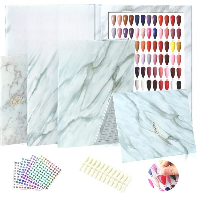 160/216/320 Colors Marbling Nail Display Book Nail Polish Books With Fake Nails Tips False Nails Styles Showing Book Nails Tool
