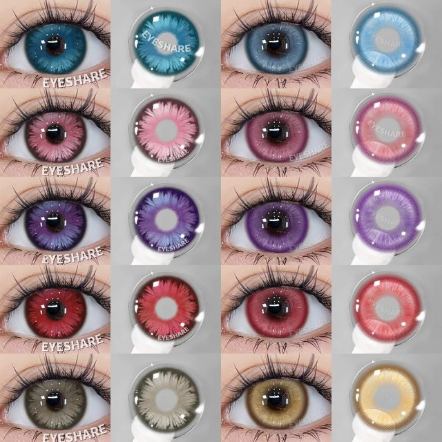EYESHARE 1 Pair Fashion Colored Contact Lenses for Eyes Purple Color Contacts Red Lenses Pink Soft Lenses Beauty Makeup Yearly