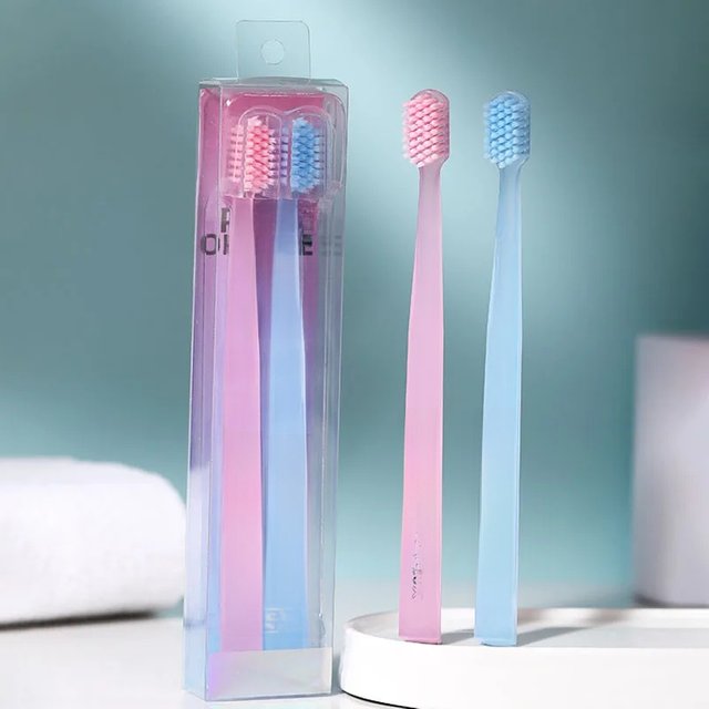 Adult Toothbrush Pink Blue Suit Ultra-fine Brush Couple Travel Household Convenient Carry Clean Oral Cavity Teeth Daily Tools