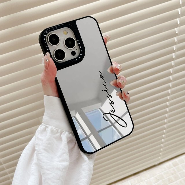 Personalized Case For IPhone18 17 16 15 14 13 12 11 Pro Max Plus Custom Initials Name Fashion Make Up Mirror DIY Engraved Cover