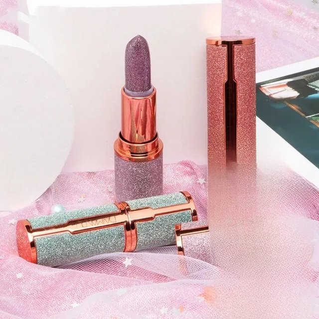 Glitter Matte Temperature Change Lipstick Waterproof Long Lasting Diamonds Lipsticks Non Stick Red Pink Lip Tint Makeup Cosmetic
