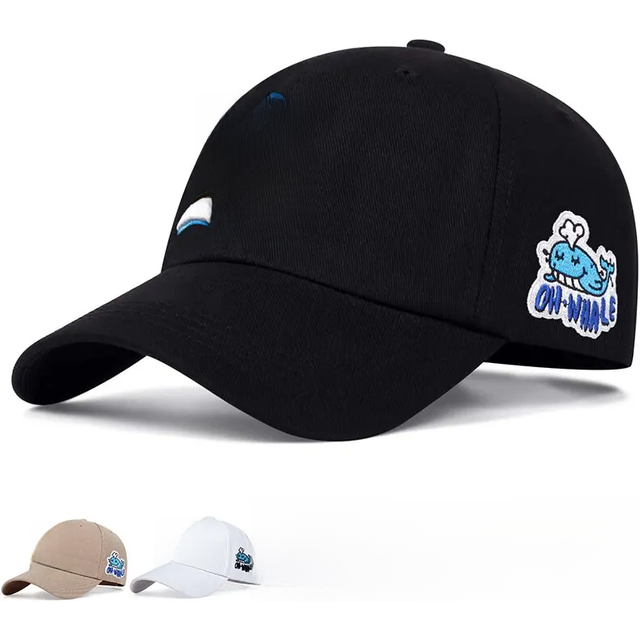 Fashion Gothic Letter A Side Whale Embroidery Baseball Caps Spring and Autumn Outdoor Adjustable Casual Hats Sunscreen Hat