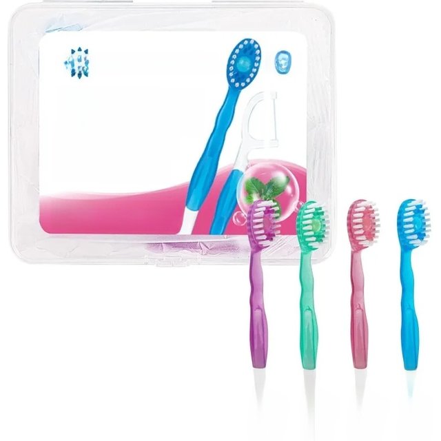 10PCS Mini 5 in 1 Toothbrush & Floss Travel Toothbrushes with Toothpaste Set with Floss+Pick Multifunctional Floss
