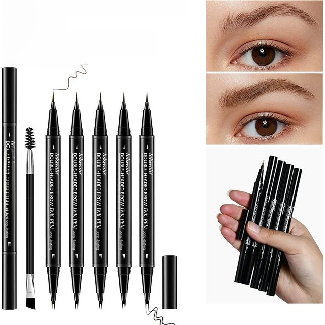2 Fork Eyebrow Pencil Double-headed Brow Ink Eyebrow Pen Waterproof Liquid Eyebrow Pencil Long Lasting Women Eyebrow Cosmetics