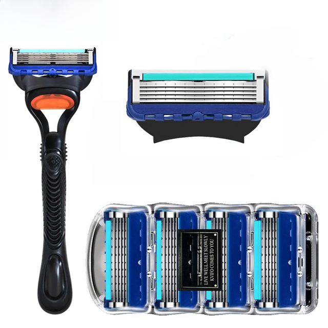 KVIFO 5-layer Men's Razor Fusion Pro Power Shaving Shaver Male Face Beard Hair Trimmer 5 Layer Blades Replacement Refills