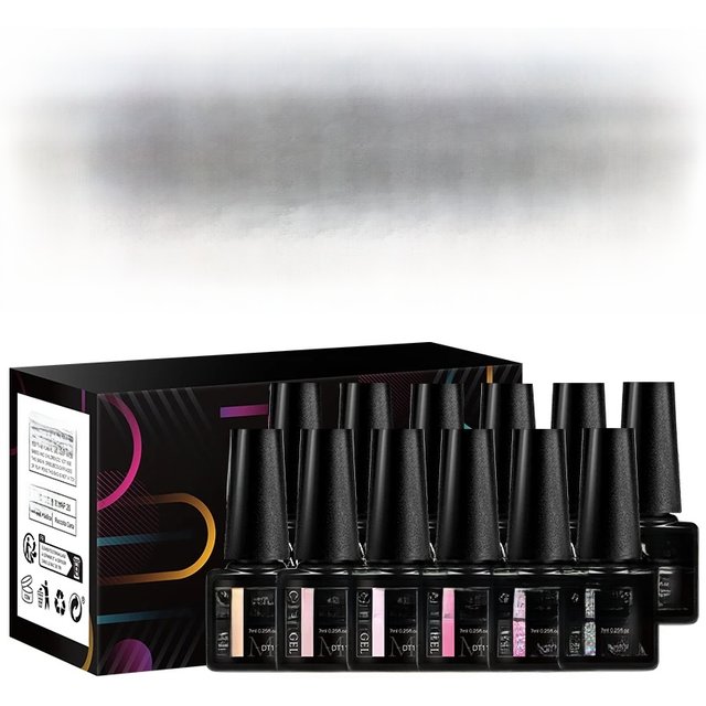 MEET ACROSS 12PCS/SET Pink Brown Gray Gel Nail Polish With Box Semi Permanent UV Gel Nail Art Kit Varnish For Manicure Winter