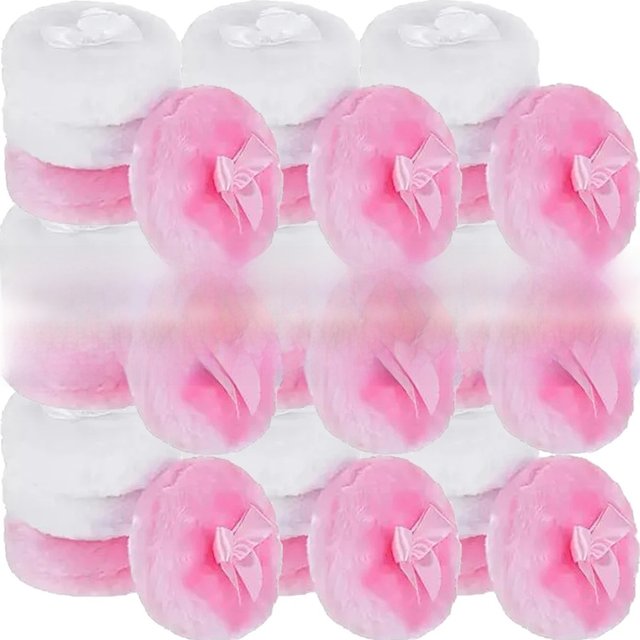 Bow-shaped Round Plush Makeup Puffs Ultra Soft Large Fluffy Powder Puff Washable Reusable Face Body Powder Puff Cosmetics Tools