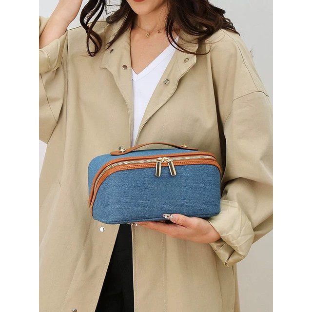 HOT Letters Women's Cosmetic Bag Portable Denim Storage Bag Large Luxury Makeup Bag Travel organizer Toiletry Wash Bag Canvas