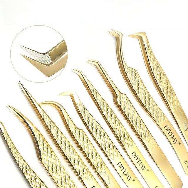 DIYDAY Anti-slip Eyelash Extension Tweezers Stainless Steel Fiber Tip Lashe Tweezer Precision Makeup Tool for Professional Use