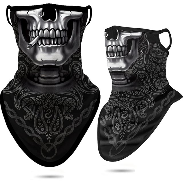Skull Balaclava Headband Paisley Neck Gaiter Tube Mask Earloop Face Mask Windproof Bicycle Face Scarf Mask Halloween Men Women