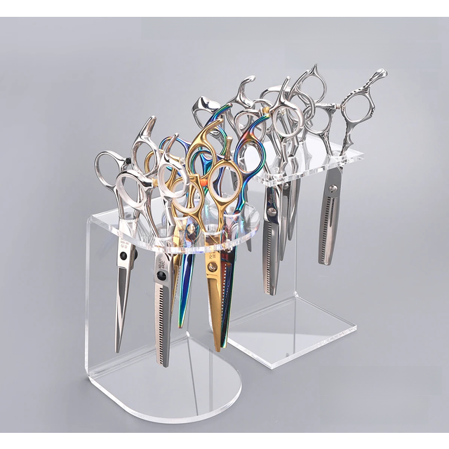 5/6 grids Barber Scissors Holder Salon Shears Display Stand Racks Storage Acrylic Makeup Brush Organizer Hairdressing Supplie
