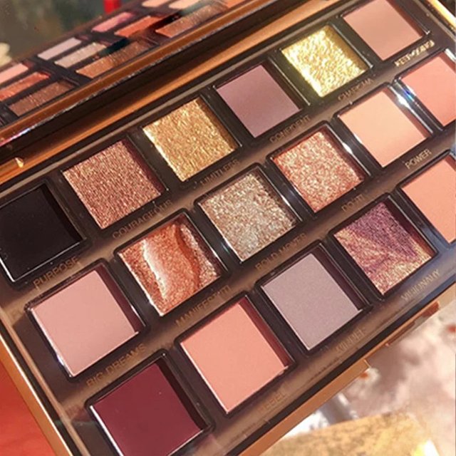 18 Color Golden Eye Shadow Palette Pearl Rose Gold black punk style Pearlescent Flow Glitter Matte Eyeshadow Palette Makeup