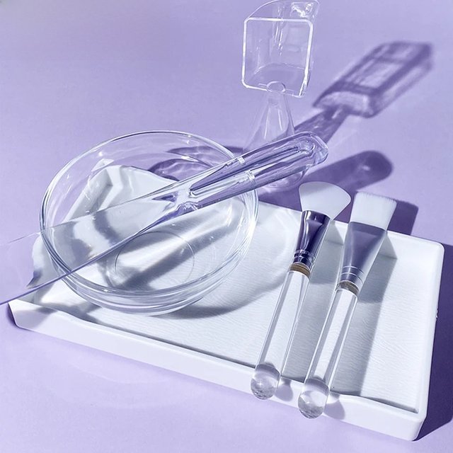 Skin Care DIY Mask Set Clear Rod Mud Mixing Bowl Spoon Set Soft Applicator Brushes for Face Deep Cleaning Portable Beauty Tools