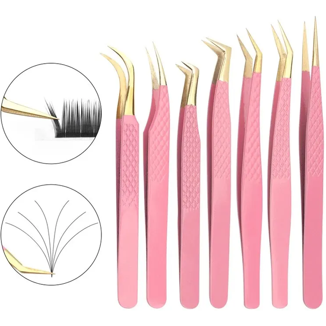 1 Pcs Eyelashes Tweezers For Lash Extension Stainless Steel High Precision Anti-static Tweezers Makeup Tools Eyelash Extensions