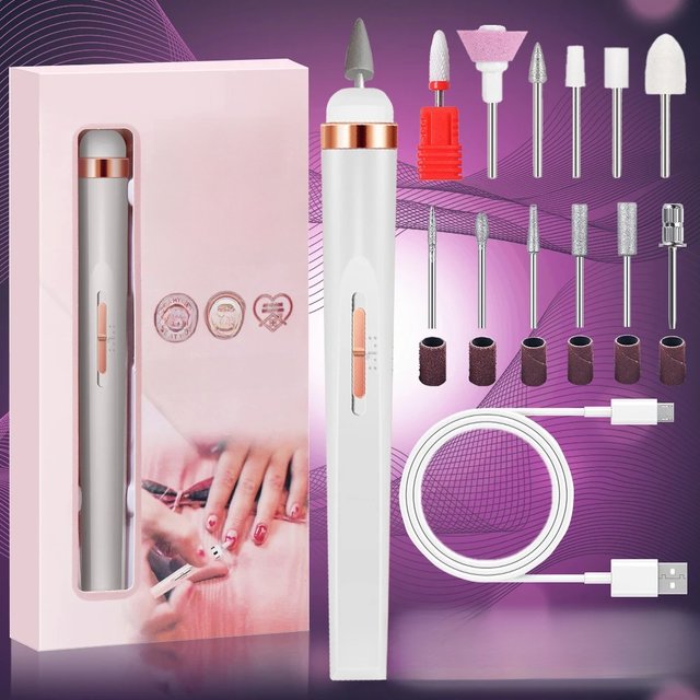YIKOOLIN 5 in 1 Electric Nail Polish Drill Machine USB Charge Portable Manicure Set Exfoliation and Polishing for Nail Salon