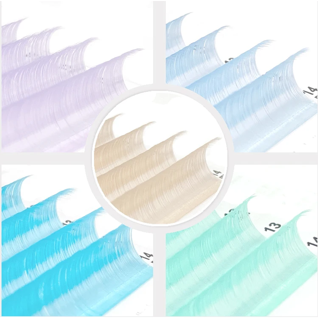 NATUHANA Cream Colored Lashes Mix8-14 lenghts Individual Colorful Faux Mink Eyelash Extensions for Halloween Makeup
