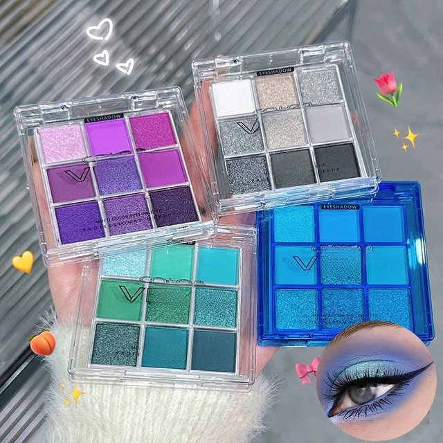 9-Grid Multi-color Eyeshadow Palette Glitter Pearlescent Matte Eye Shadow Shimmer Long Lasting Women Eye Makeup palette Cosmetic