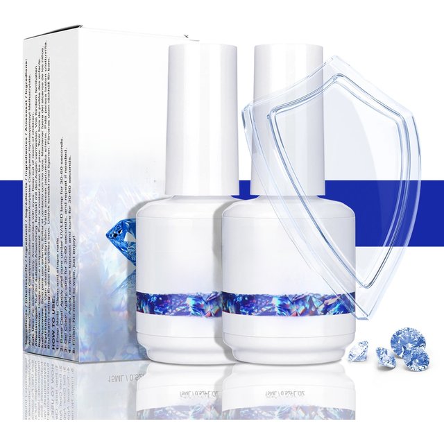 TWOING 15ml New Super Shine Top Coat Gel Nail Polish Diamond Topcoat No Wipe Sealer Gel Finish Manicure Nail Art Salon Quality