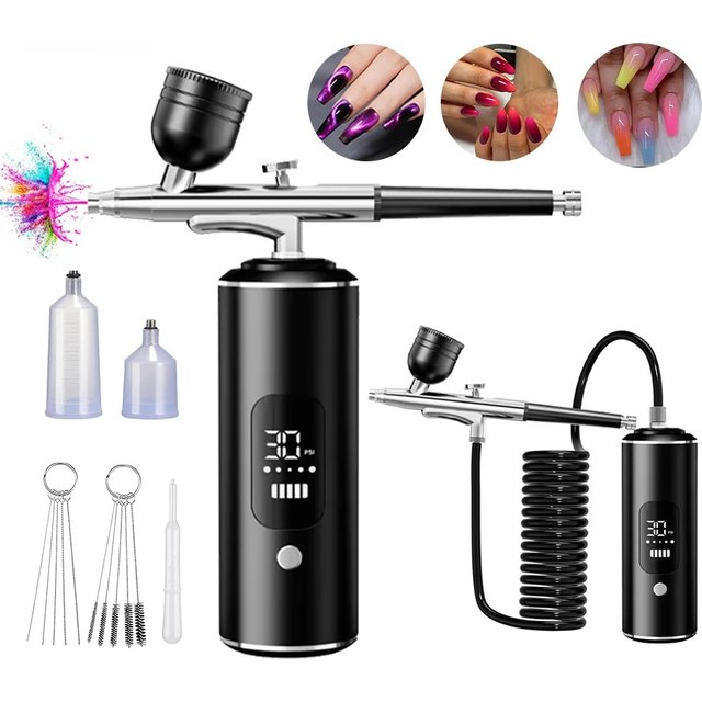 Nails Art Painting Airbrush With Compressor For Cake Decoration Makeup Manicure Nail Airbrush Portable Varnish Paint Sprayer Gun