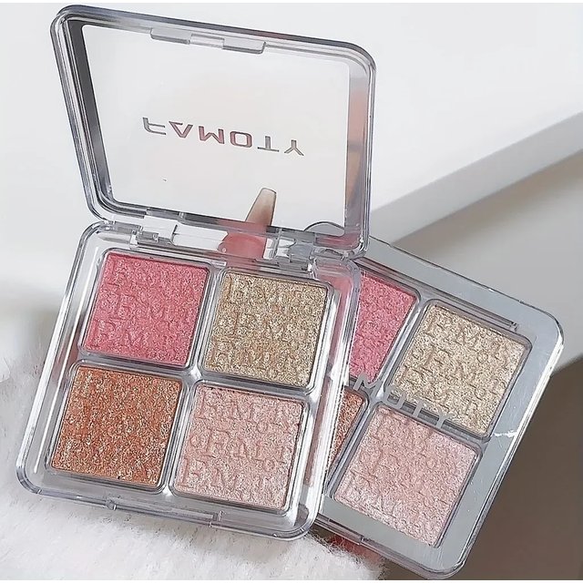 4 Color Face Highlighter Palette Illuminator Palette Natural Glow Waterproof Glitter Shimmer Baked Powder Highlighter Makeup