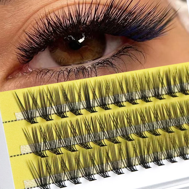 New 20D L-type Cluster Eyelash Extension 3D Natural Russian Individual Eyelashes Bunches 1box/60 Bundle Makeup Tool Lashes Cilia