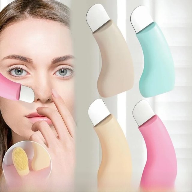 2 in 1 Facial Blackhead Removal Tool Silicone Face Scraper for Deep Cleansing Face Spatula Nose Whitehead Remover Skin Care Tool