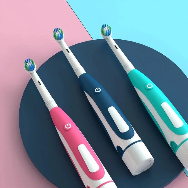 Sonic Electric Toothbrush Rounded 3D Vibrate Teeth Brush Rotation Gum Care Soft Bristle Heads Battery Power Teeth Whitening