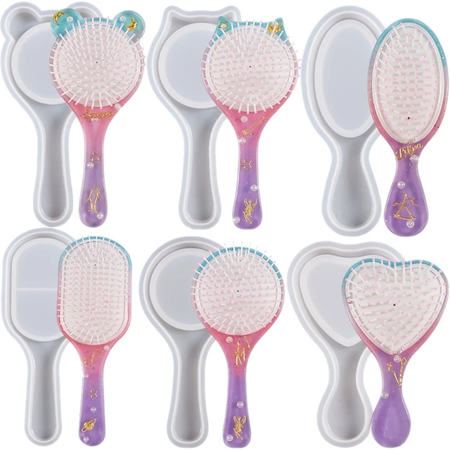 Airbags Comb Resin Molds Hairbrush Crafts Silicone Mold Nonstick Jewelry Crafts Resin Casting Mould for DIY Comb Brush