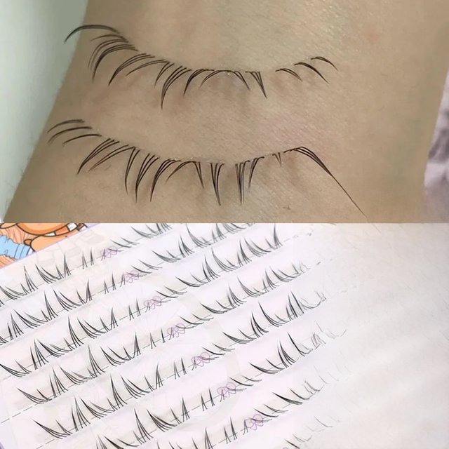 Natural Manga Lower Eyelashes Fairy Fake Lashes Segmented Soft Handmade Under Lashes Transparent Bottom Lashes Extension Makeup