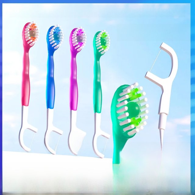 Portable 5-in-1 toothbrush dental floss 8/16pcs for oral cleaning, disposable toothbrush for adults on business trips