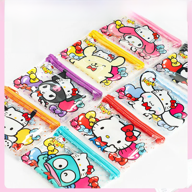 Sanrio 50Th Anniversary Hello Kitty Kuromi Hangyodon Pvc Waterproof Storage Bag Coin Lipstick Wallet Children's Mini Card Bag
