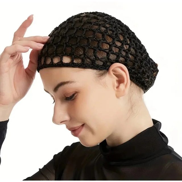 1pc Sleeping Cap For Daily Use Black Mesh Crochet Hair Net Hair Care Cap Minimalist Mesh Cap