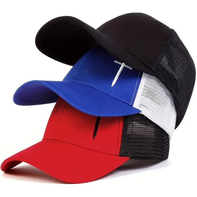 Unisex Cross Embroidery Baseball Net Caps Hip Hop Cap Spring and Summer Outdoor Adjustable Casual Hats Sunscreen Hat