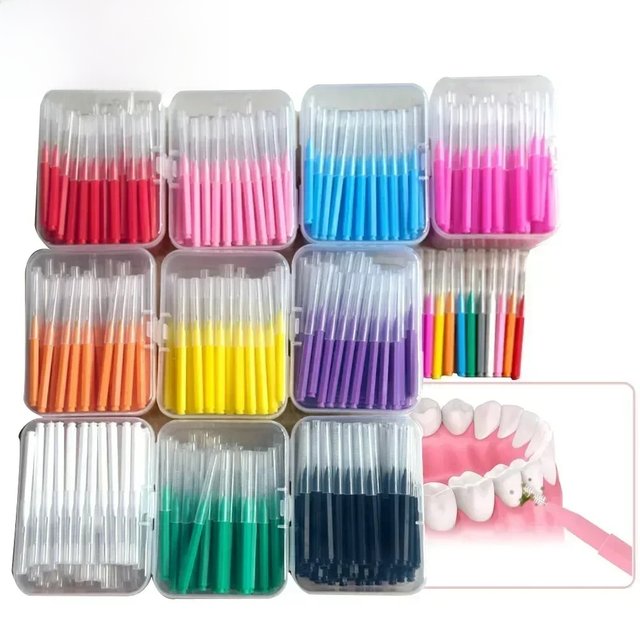 80/160 Pcs/Box I-type push pull interdental brush 0.6-1.5Mm Cleaning Between Teeth Oral Care Orthodontic I Shape Tooth Floss