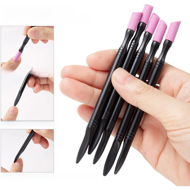 1/5PCS Quartz Pen Nail Cuticle Pushers Nail Polish Manicure Stick Nail Files Grinding Pen Dead Skin Remover for Natural Nail