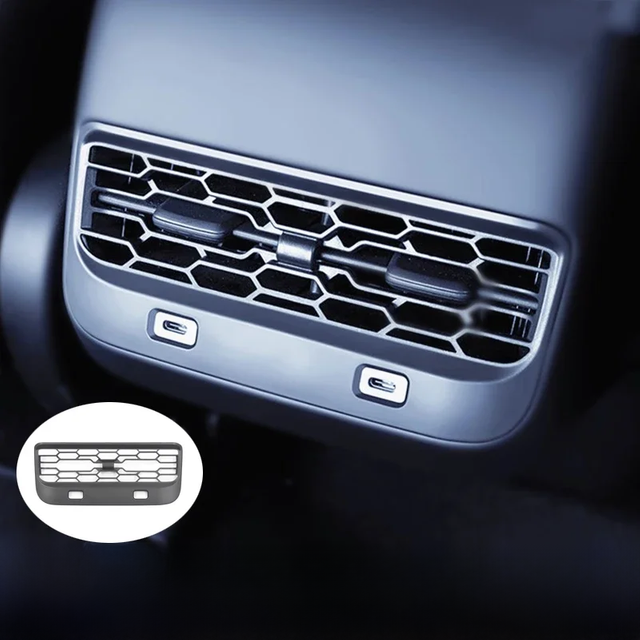 For Tesla Rear Air Vent Cover Model 3 Y Accessories Center Console Armrest Box Back Conditioner Outlet Filter Grille Protector