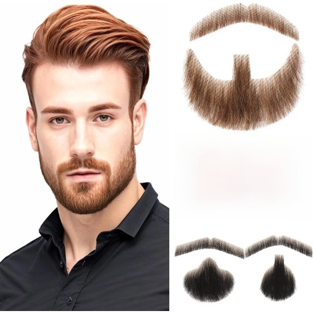 Fake Beard Trimmable and No Itching Fake Mustache Realistic Faux Facial Hair for men Theatrical/Holiday/Drama/Party/Movie