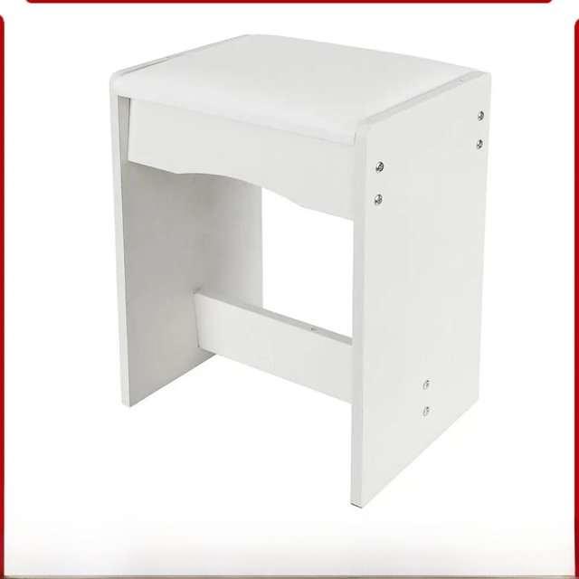 White Dressing Table Stool Makeup Bench W/ Soft Padded Cushion Bedroom UK STOCK