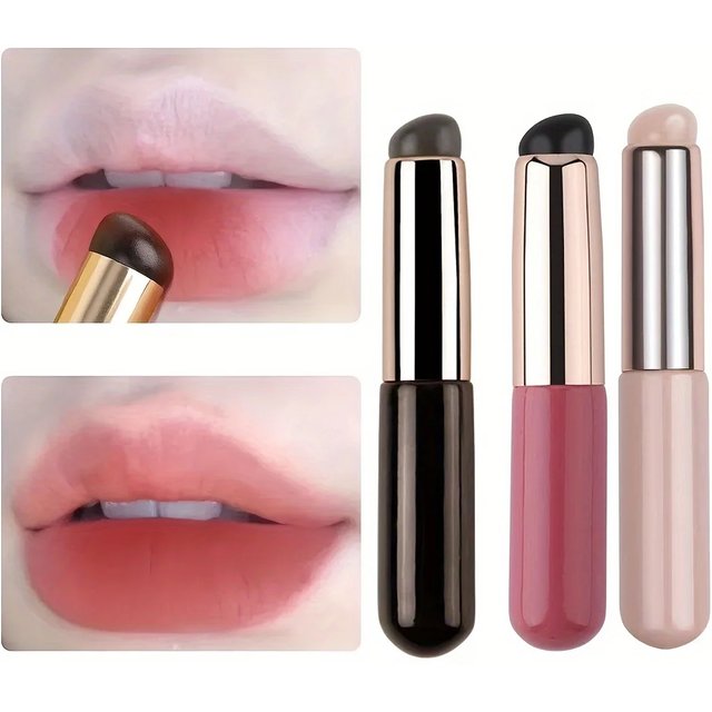 Silicone Lip Brush, Round Head Lip Brushes Applicator with Cover for Lipstick Gloss Balm Concealer