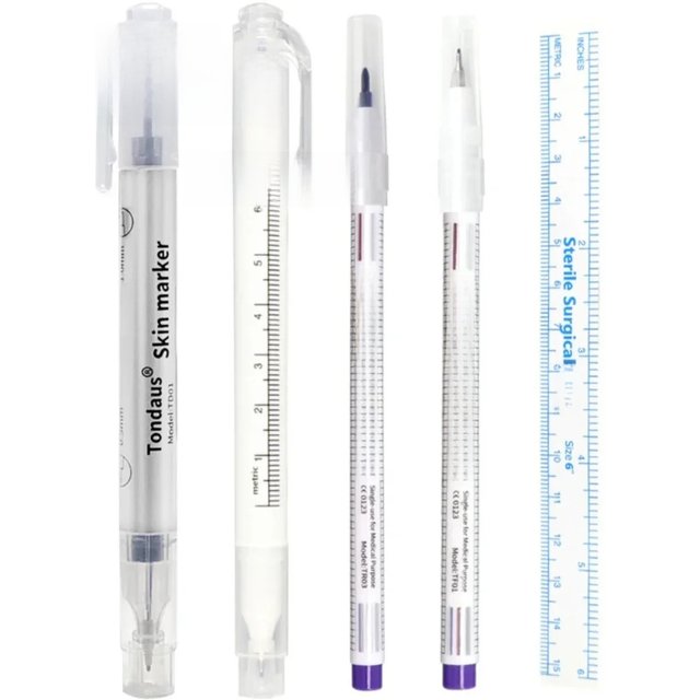 10Pcs Disposable Sterilized Package With Ruler Medical Surgery Permanent Makeup Body Tattoo Piercing Scribe Skin Marker Pen