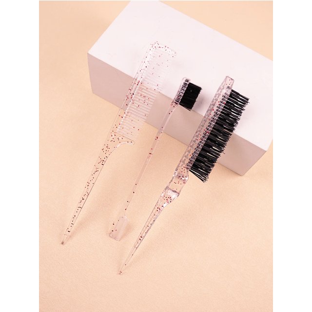 3Pc Hair Brush&Comb Set, Edge Control Brush, Tear Comb Eyebrow Brush, Teasing Comb, Suitable Male Female, Special for Real Hair