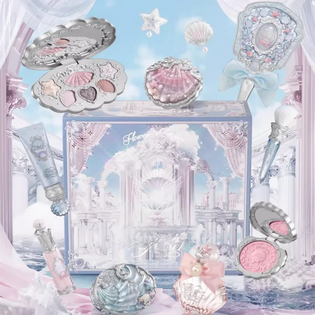 Flower Knows Shells Pearl Eyeshadow Essence Lip Honey Blush Cheek Makeup Front Ocean Gift Box Makeup Kit Full Professional