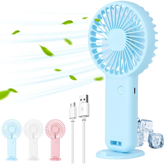 Portable Mini Fans 600mAh USB Rechargeable Fans 3 Modes With Phone Stand for Travel Makeup Eyelash Fun for Kids Girls Women