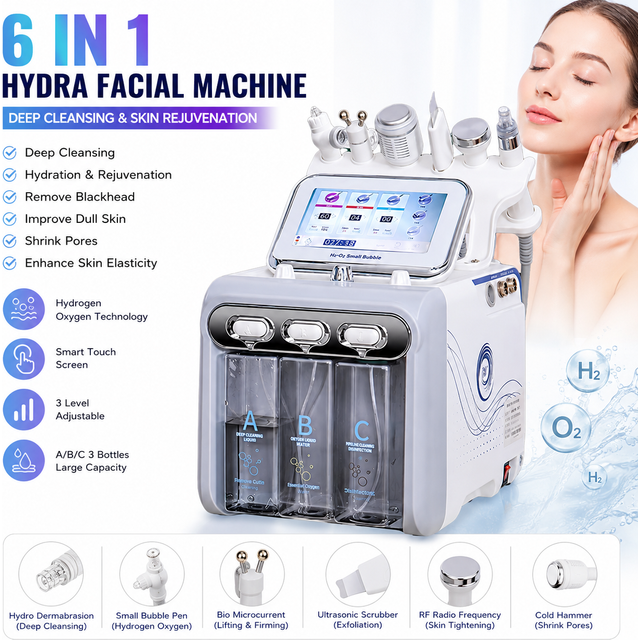 Appareil Hydra Facial, Machine à Hydrogène et Oxygène pour le Visage, Machine d'Hydrodermabrasion, Nettoyage en Profondeur, Éliminateur de Points Noirs, Rajeunissement de la Peau, Soin de la Peau à