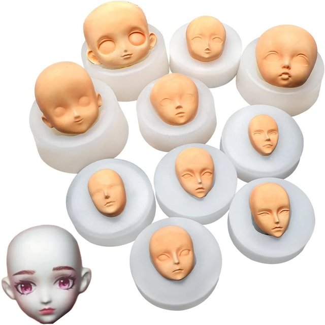 3D Baby Face Silicone Molds Human Facial Mould DIY Doll Modified Accessories Polymer Clay Head Sculpey Cake Decor Handmade Tools