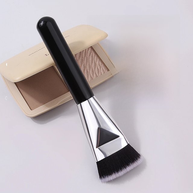 Single piece flat head foundation make-up brush contour silver tube repair brush multi-function soft portable makeup brush tool